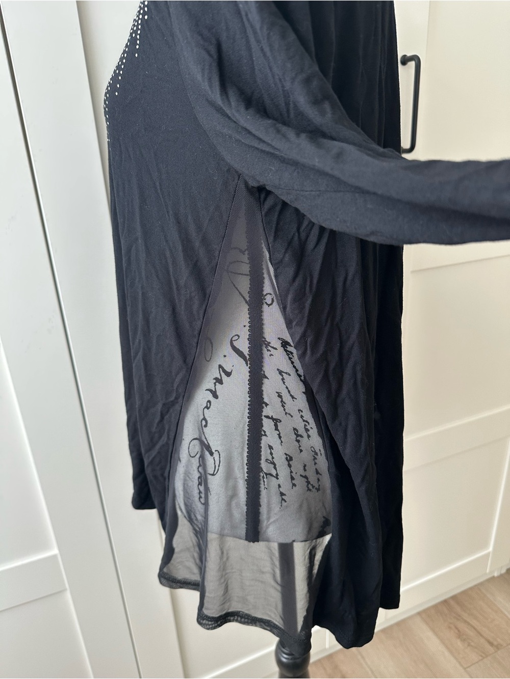 VOCAL -SEXY Black Top with SHEER SIDE PANELS. Fits Like a LARGE. - Picture 2 of 12